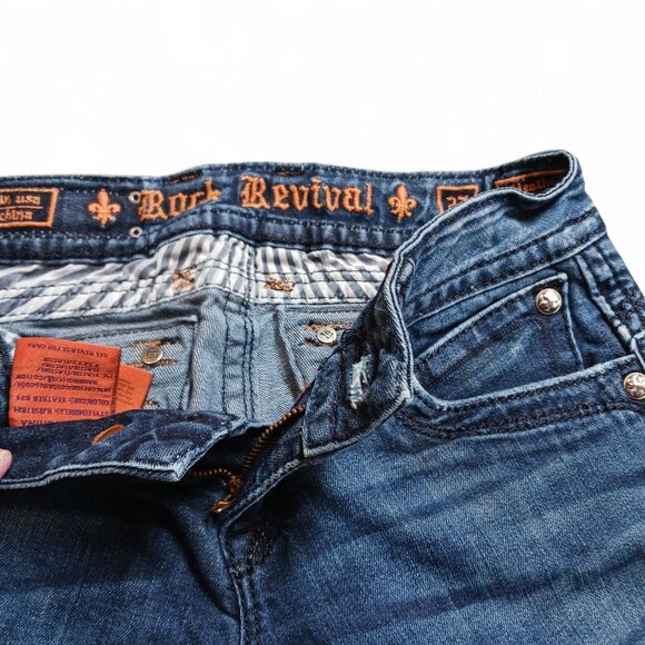 Rock Revival Heather Boot Cut Jeans Size 27 Y2K Sequin Back Pockets Fleur-de-Lis - Picture 8 of 16